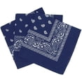 thumbnail image 1 of 3 Pieces Bandana Headscarf Neckerchief Nicki Scarf Biker Cloth Motorcycle Cloth Different Colors Paisley Pattern, Navy Blue, 1 of 4