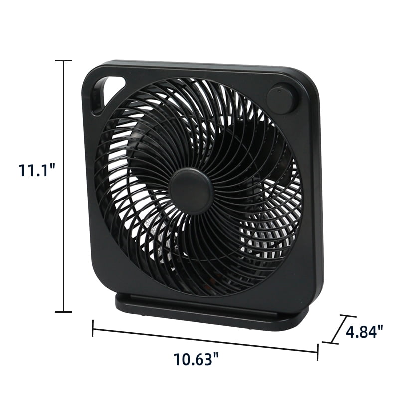 Mainstays 9-inch Box Indoor Comfort Personal AC Electric Fan, 3 Speeds, Black