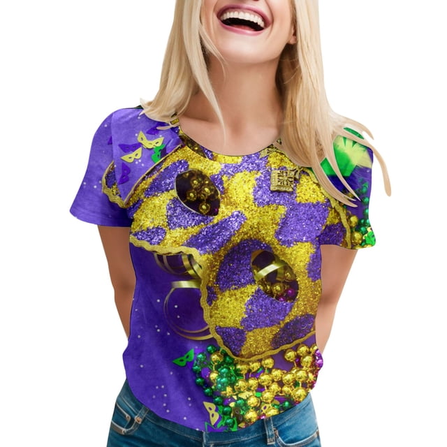 PMUYBHF T-Shirt Imprimé à Manches Courtes Col Rond pour Femmes Printemps Été 1639 TG