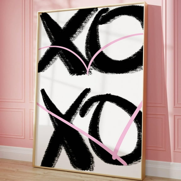 Kna Prints - 1 Pc Poster Xoxo Black And Pink Print Dorm Room Decor Trendy Girly Printable Art Pink Typography Bedroom Wall Art Living Room Wall Art Quote Print Gift, UNFRAMED-8x12