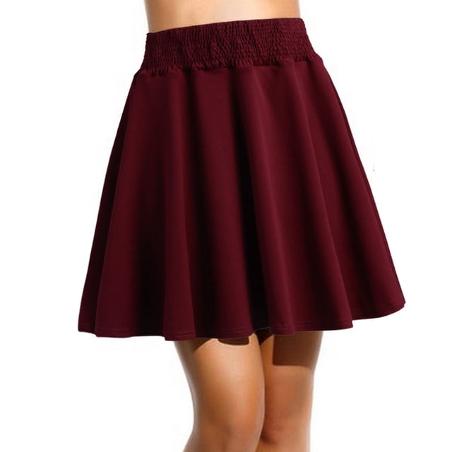 Gibobby ganchos para faldas con pinzas informal con volantes y estampados cortos elegantes de playa de vocación para mujer(Vino, M)