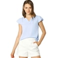 thumbnail image 1 of Camiseta Manga Tulipán Cuello En V Básico Allegra K Para Mujer Azul claro XL, 1 of 6