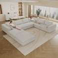 thumbnail image 3 of MAYEERTY 157.6" Cloud Sofa White Corduroy Fabric Deep Seat Double-Layer Design Removable Cushion No Assembly DIY Combination for Multi-Rooms, 3 of 6