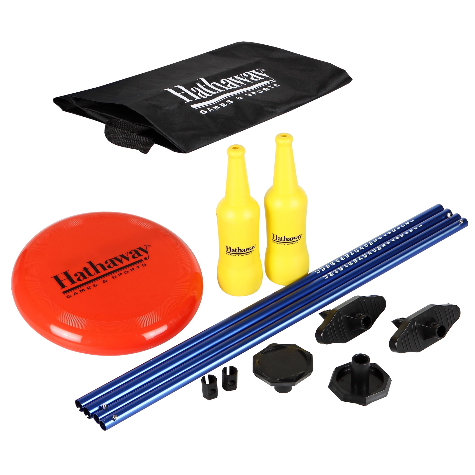 Hathaway Bottle Blast Polish Horseshoes Set with Throwing Disc Blue/Yellow