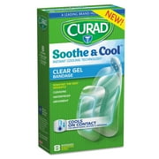 Curad Soothe & Cool Clear Gel Bandages, Assorted, Clear, 8/Box (CUR5236)