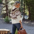 thumbnail image 6 of Fall Sweaters for Women Casual Leopard Print Knitted Pullover Sweaters Long Sleeve Crew Neck Tops Sweaters White S, 6 of 7