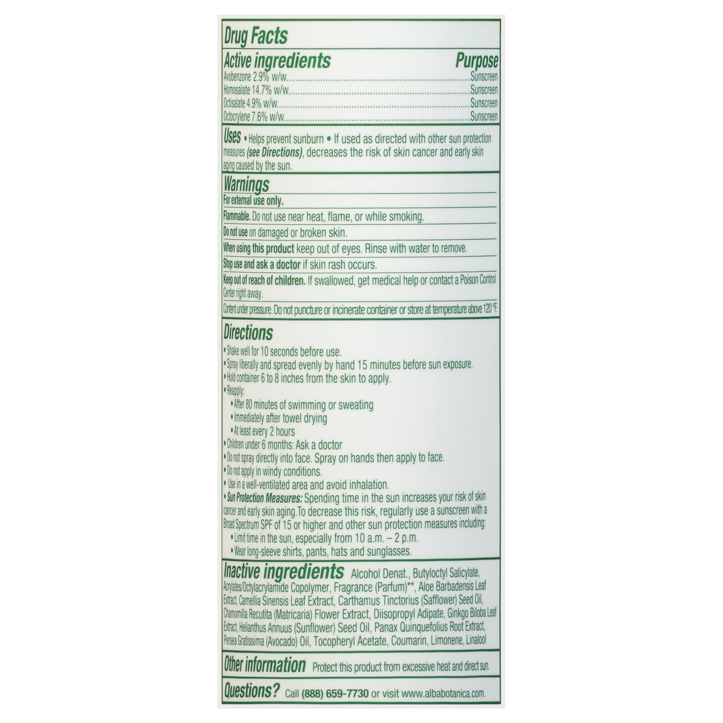 Alba Botanica Hawaiian Sunscreen Spray SPF 50, Coconut, 5 fl oz