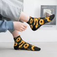 thumbnail image 5 of Goofa Scottish Blue Plaid Sunflower Pattern Non Slip Socks with Grips for Elderly, Crew Socks Yoga Hospital Socks Cushioned Sole Gripper Socks for Men Women, 5 of 5
