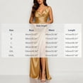 thumbnail image 3 of Miqool Women's Satin Cowl Neck Maxi Dress Sleeveless V-Neck Ruched High Slit Formal Evening Gown Wedding Guest Cocktail Dress, 3 of 9
