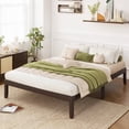 thumbnail image 4 of Costway Queen Size Wooden Platform Bed Frame 14" with Rubber Wood Legs Under-bed Storage Brown, 4 of 9