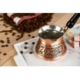 thumbnail image 6 of 400 ml 100% Solid Dark Copper Turkish Coffee Pot – Handmade Copper Cezve with Wooden Handle | Stovetop Coffee Maker for Authentic Turkish, Arabic or Greek Coffee | Traditional Chai, Espresso Briki, 6 of 9