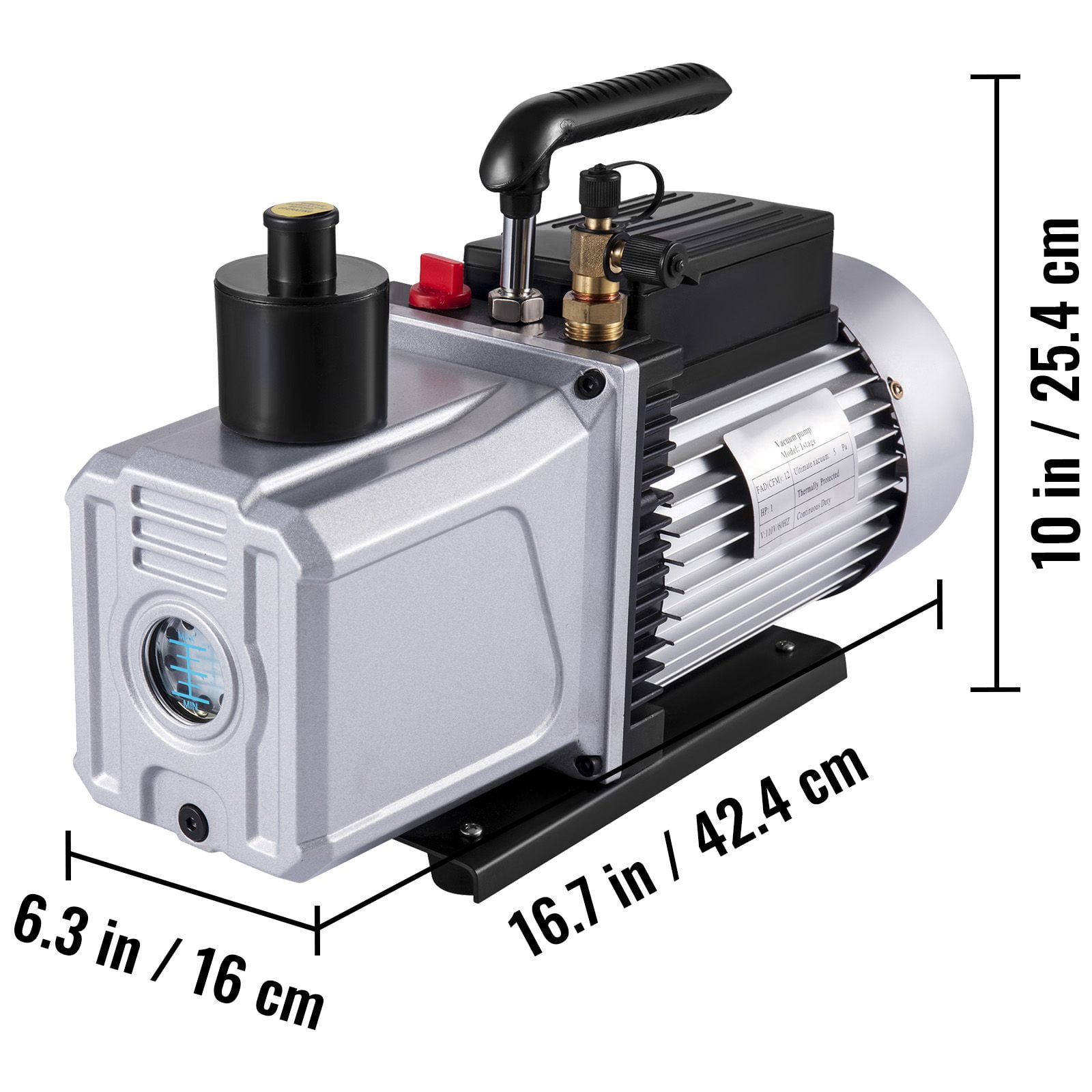 Single Stage Vacuum Pump 12CFM 1 HP, 110V HVAC Refrigerant Evacuation Pump for AC Automotive Use, 5PA Ultimate Vacuum Rotary Vane Air Tool