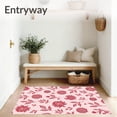 thumbnail image 3 of ODIKA 8'x10' Machine Washable Non-Slip Area Rug, Elegant Botanical Throw High Traffic Rug with Pad, Pink, 586230, 3 of 8