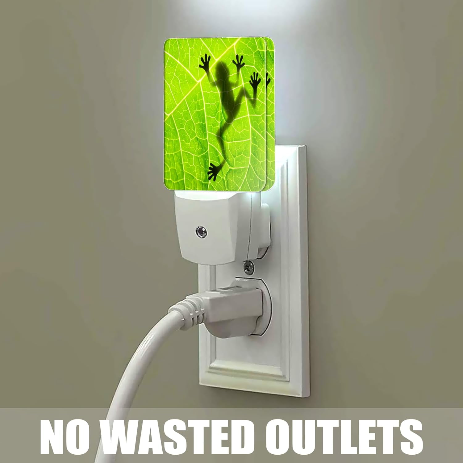 RGHJAR-Frog Night LightGreen Leaf Night Lights Plug into Wall Decor for Bedroom,Bathroom, Hallway,Kitchen, Dusk to Dawn Sensor Nightlights for Boys Girls Women Men Room Gifts