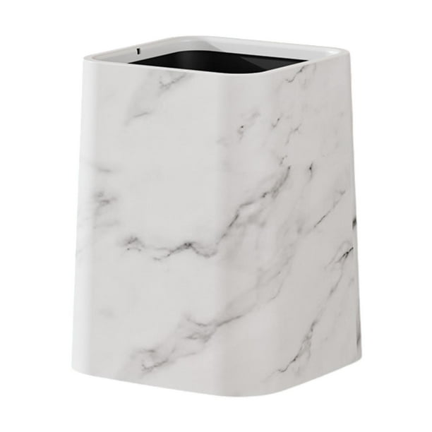 Papelera de baño de mármol, cubo de basura, contenedor de basura, cesto de basura para habitación Blanco L