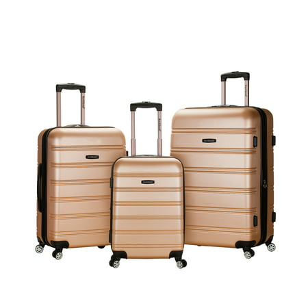 Rockland Melbourne 3pc Expandable ABS Spinner Luggage Set - Champagne