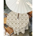 thumbnail image 3 of Outdoor Tablecloth with Umbrella Hole, Beige Geometric Spillproof Waterproof Outdoor Table Cover, Simplistic Chic Rustic Hexagon Pattern Patio Tablecloths for Party/Garden/Picnic, Round 54 inch, 3 of 9