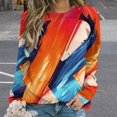 thumbnail image 2 of Abstract Oil Painting Womens Casual Crewneck Sweatshirt Long Sleeve Tops Cute Pullover Loose Fit, 2 of 7