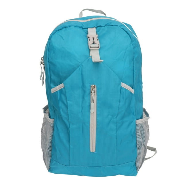 Mochila plegable ultraligera para deportes al aire libre, ligera y plegable, para senderismo, montañismo, viajes, color azul cielo.