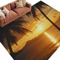 thumbnail image 2 of Summer Beach Sunset Landscape Washable Living Room Rugs 6'x9', Coastal Ocean Palm Tree Gold Cloud Sky Low Pile Throw Large Area Rug Non-Slip Sturdy Edge Binding Carpet for Dining Room Kitchen Office, 2 of 9