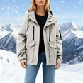 thumbnail image 2 of TtopsQueen Women Oversized Cargo Hooded Jacket, Multi Zipper & Flap Pocket Windproof Coat with Drawstring Hem, Elastic Cuffs Streetwear Casual Outer Layer Khaki,XXL, 2 of 6