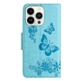 thumbnail image 6 of Feishell Wallet Case for iPhone 16,Retro PU Leather Butterfly Embossed Pattern Full Protection Anti-Scratch Magnetic Clasp Flip Holder Card Slots & Cash Pocket Phone Cover,Blue, 6 of 9