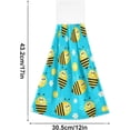 thumbnail image 3 of SKYSONIC 2 PCS 12"x17" Hand Towels for Kitchen Blue Honey Bee Bathroom Hand Towels Kitchen Towels with Hanging Loop, Cartoon Honeybee Floral Hanging Tie Towels, 3 of 6