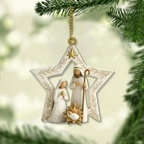 Acrylic Star-Shaped Nativity Scene Ornament - Handmade Religious Christmas Tree Decoration,Holiday Home Decor,Perfect for Gifts & Festive Display,4 Inch
