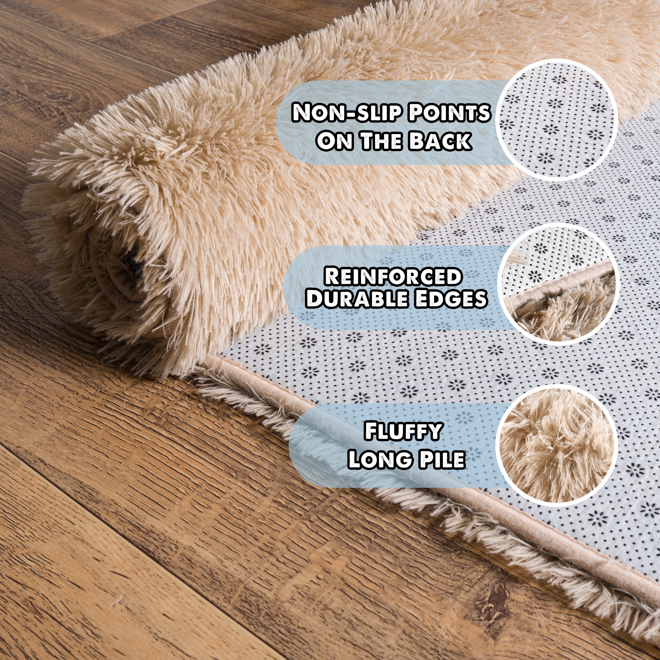 ZENELESS Super Soft Fluffy Rug,6x9ft Anti-skid Shaggy Rug, Plush Floor Carpet for Living Room Bedroom Nursery Khaki