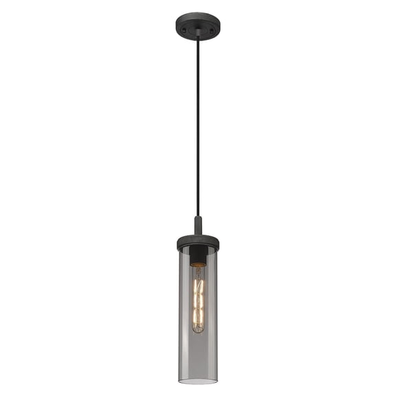 471-1P-WZ-G471-12SM Innovations Lighting Lincoln - 1 Light Cord Hung Pendant-4.5 Inch Wide and 15.5 Inch Tall-Weathered Zinc Finish-Light Smoke Glass