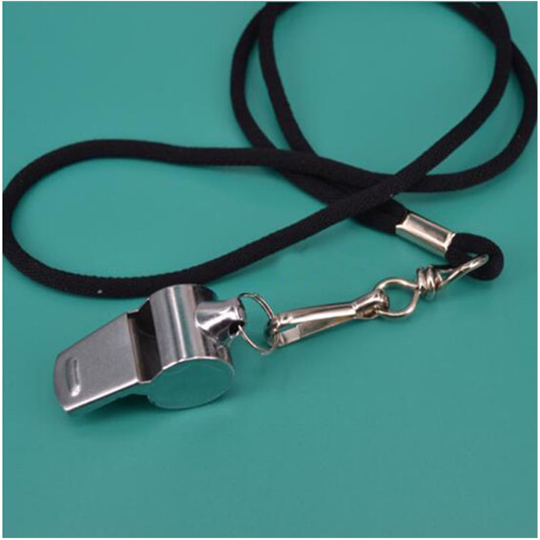 New Metal Referee Whistle and Lanyard Football Soccer V8E4 