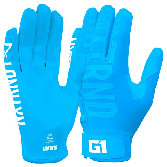 Guantes de fútbol americano NXT NXTRND G1 Juvenil Mediano Azul Neón