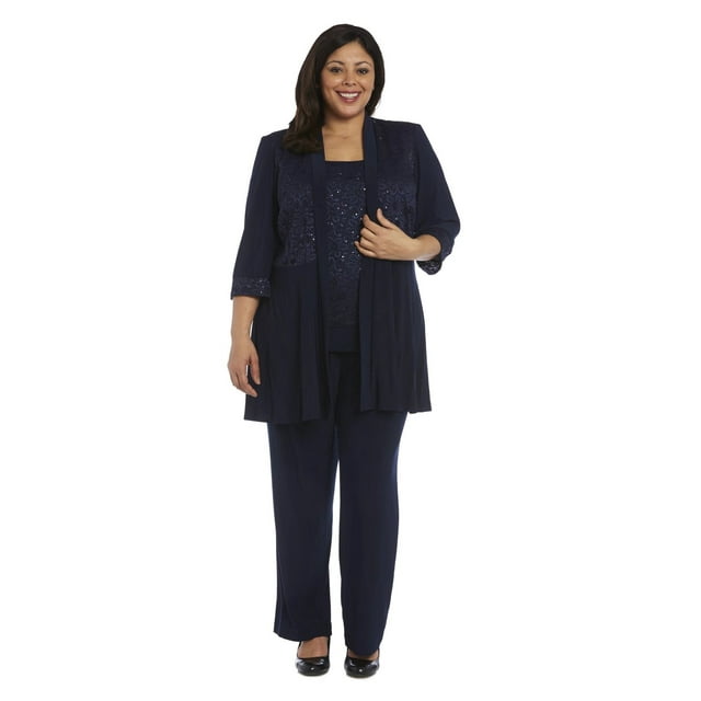 R&M Richards Plus size Women's Lace ITY 2 Piece Pant Suit - Mother of ...