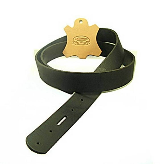 1-1/2" Black Buffalo Leather Belt Blank with Snap Holes 8/9 oz