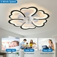 thumbnail image 7 of Modern Ceiling Fan with Light and Remote, 26.7inch Low Profile Flush Mount, 6-Speed Reversible Blades, Timer Ceiling Fans Dimmable Light Flower Design for Bedrooms Dining Room (6Flower-Black), 7 of 7