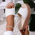 thumbnail image 4 of Womens Wedge Sandals Chunky Platform High Heels Open Toe Slip on Slides Casual Dressy Summer Beach Shoes White Size 6.5, 4 of 6