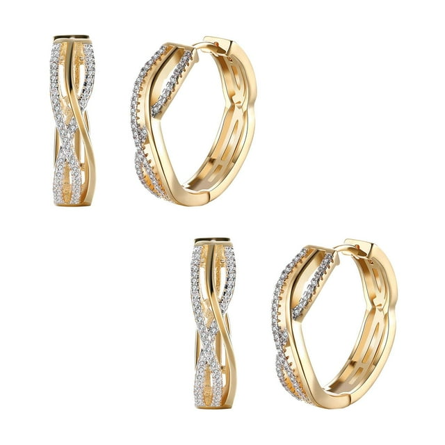 Aretes Redondos de Zirconia VenDepot Color Oro Metal 2 Pzas