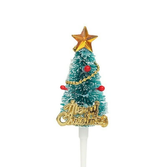 Thinsony Christmas cake decoration, signboard, grass circle, leaves, spotted deer, Christmas tree