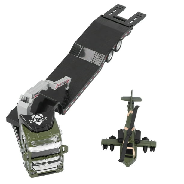 Juego de juguetes de modelos de aviones y camiones militares de aleación de alta simulación para niños, color verde militar.