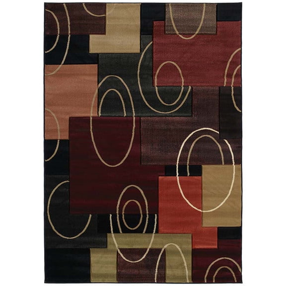 Designer Home Angles Area Rug 510-20576 Cha Cha Onyx Geometric Squares 5' 3" x 7' 6" Rectangle
