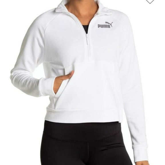 Puma Women's Half Zip Pullover Sweater (White, Large)