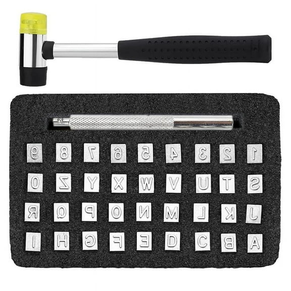 38 PCS Leather Stamping Tools, Alphabet Kit with Rubber Hammer, for Working(6mm)