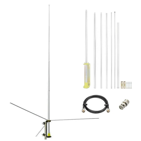 5.2meters 27MHz CB Base Antenna Ham Radio Base Station Antennas Kit with 10meter Cable PL-259 BNC for Home Cobra Uniden Bearcat Mobile Ham CB Two Way Radio