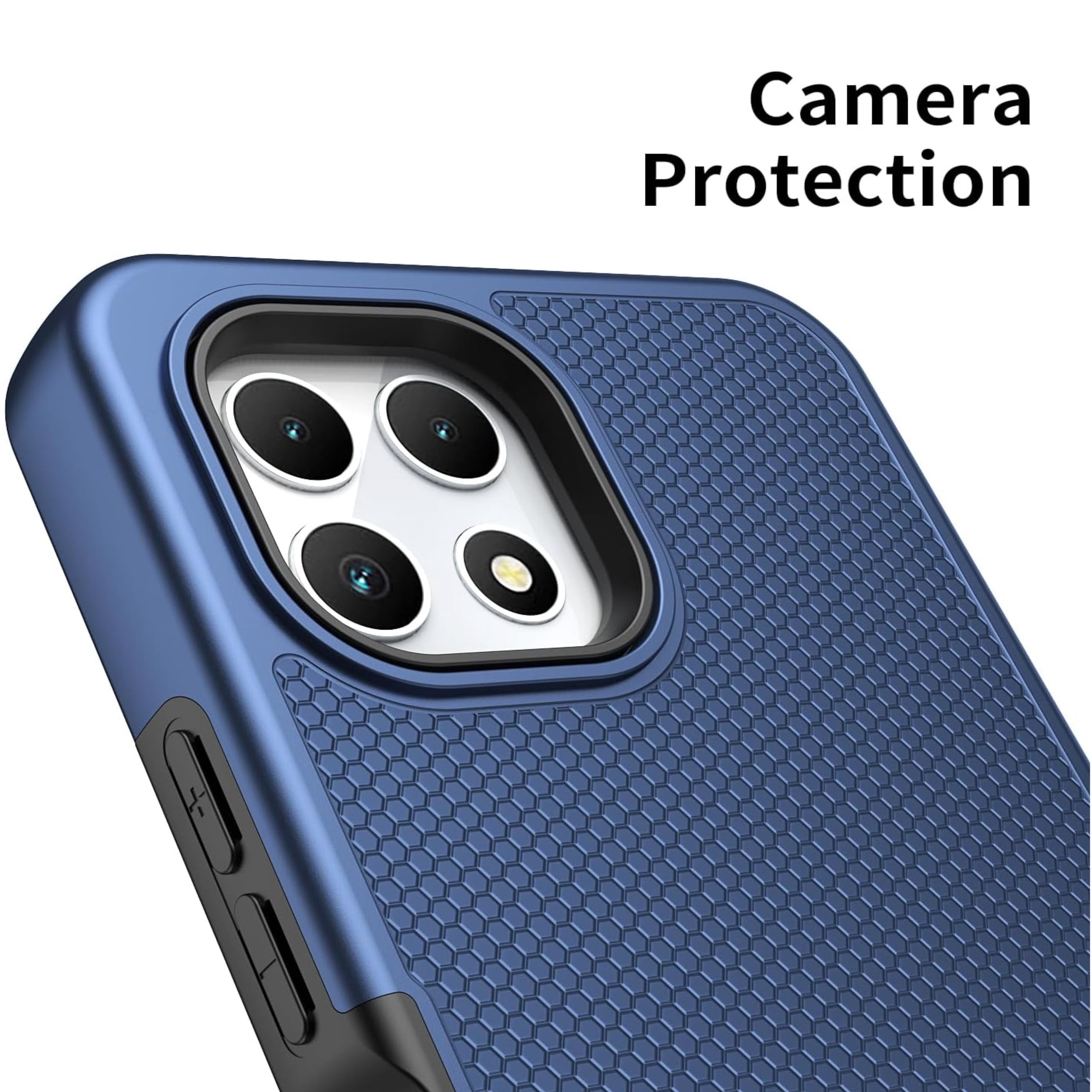 XPM for TCL K32 5G Dual Layer Slim & Tough Hybrid Shockproof Heavy Duty Rubber TPU Matte with Textured Rugged Shell Protection Phone Case Cover (Blue Navy)