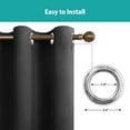 thumbnail image 4 of Pro Space Blackout Curtains Grommet Thermal Insulated Curtains Room Darkening Curtains Soundproof Curtains for Bedroom Privacy Window Panels for Living Room, 1 Panels, 52x95inch, Black, 4 of 6