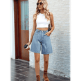 thumbnail image 4 of Womens Jean Shorts High Waisted Stretchy Bermuda Shorts Trendy Casual Denim Shorts Loose Fit Light Blue M, 4 of 9