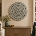 thumbnail image 3 of DecMode Beige Mother of Pearl Shell Handmade Mosaic Plate Wall Decor with Blue Accents, 3 of 16