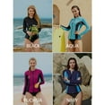 thumbnail image 2 of Womens Rash Guard Shirt Long Raglan Sleeve Zip Front Swim Shirt, 2 of 5