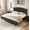 Black, variant on MODERNLUXE Wood Platform Bed with Headboard and Slats, Queen Size, White