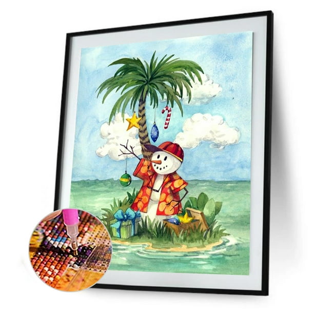 Full Round Drill Diamond Painting -Pink Snowman Glass Painting